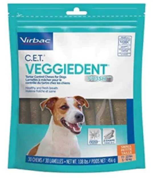 C.E.T. Veggiedent Tartar Control Dog Dental Dog Chews - Small - 30 Count