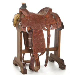 Cactus Saddlery Used 14in Fully Tooled Team Roping Saddle