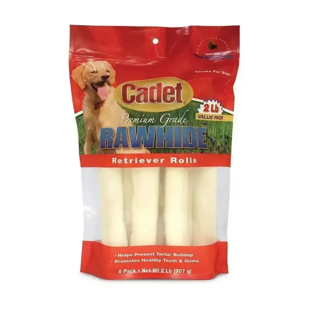 Cadet® Premium Rawhide Retriever Roll Dog Treats 2 Lbs X 8 Count