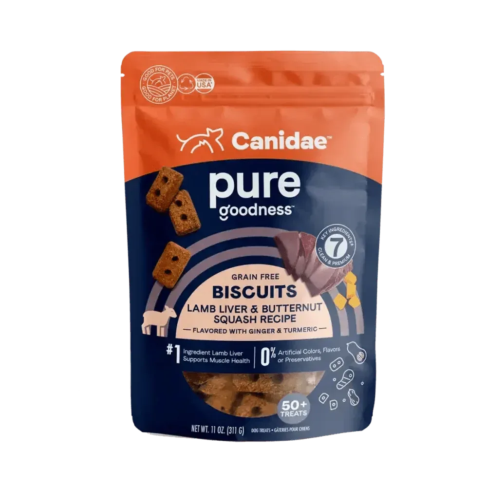CANIDAE PURE Goodness Grain Free Biscuit with Lamb Liver & Butternut Squash Dog Treats 11 oz