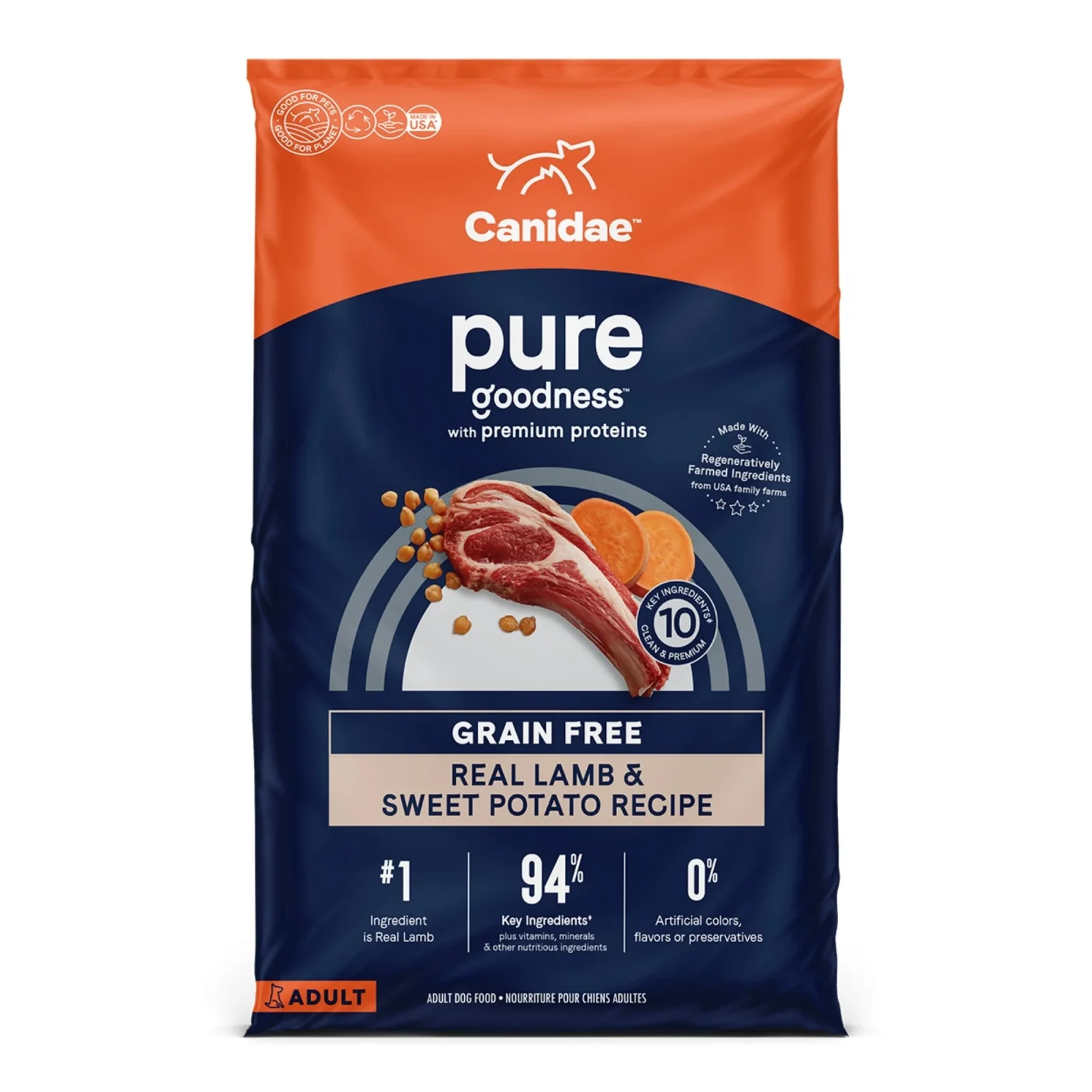 CANIDAE PURE goodness Grain-Free LID Dry Dog Food Lamb & Pea 4lb