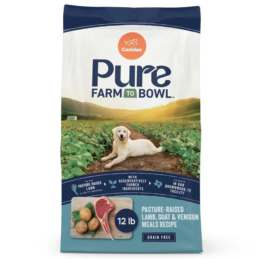CANIDAE PURE Grain-Free Dry Dog Food with Real Lamb, Goat & Venison Meals Recipe