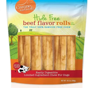 Canine Natural Hide Free 7" Beef Large Roll 5Pk