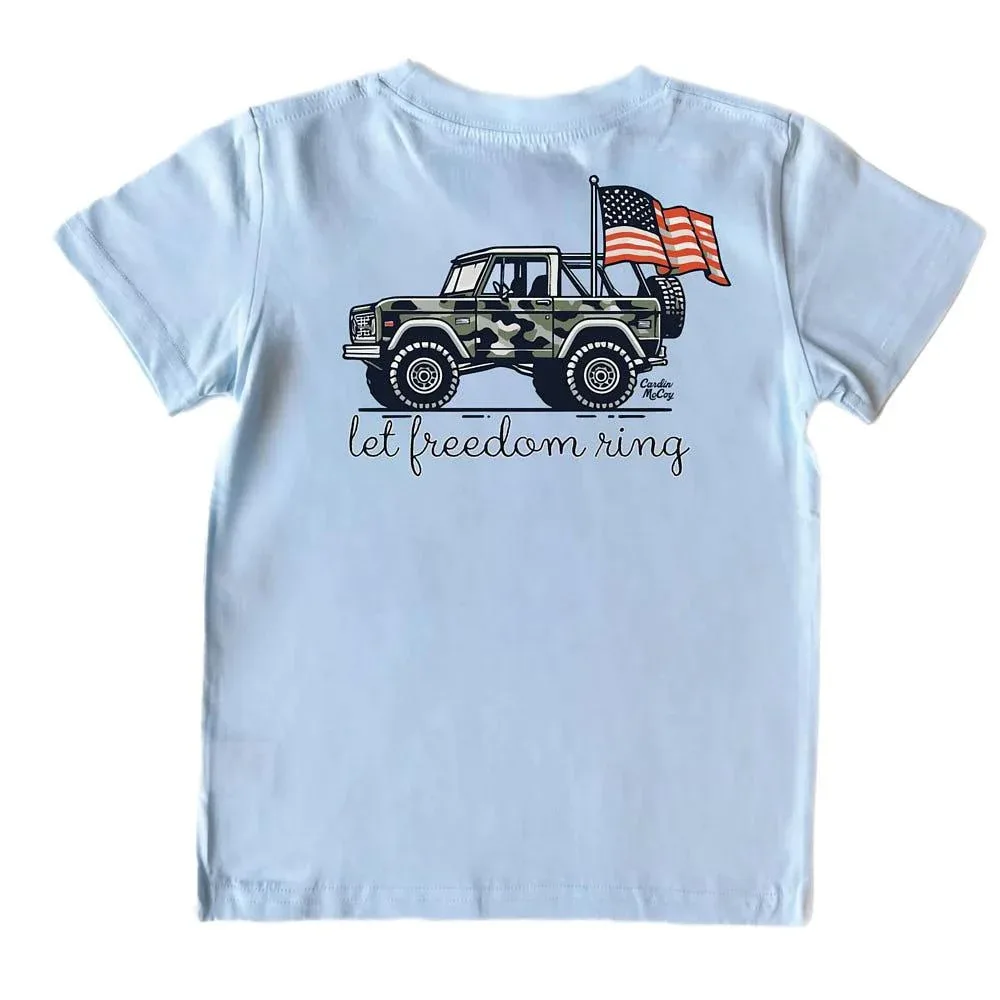 Cardin Mccoy Boy's Cool Blue Freedom Ring Short Sleeve Tee Shirt