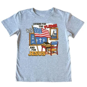 Cardin Mccoy Boy's Heather Grey Stand For Pledge Tee Shirt