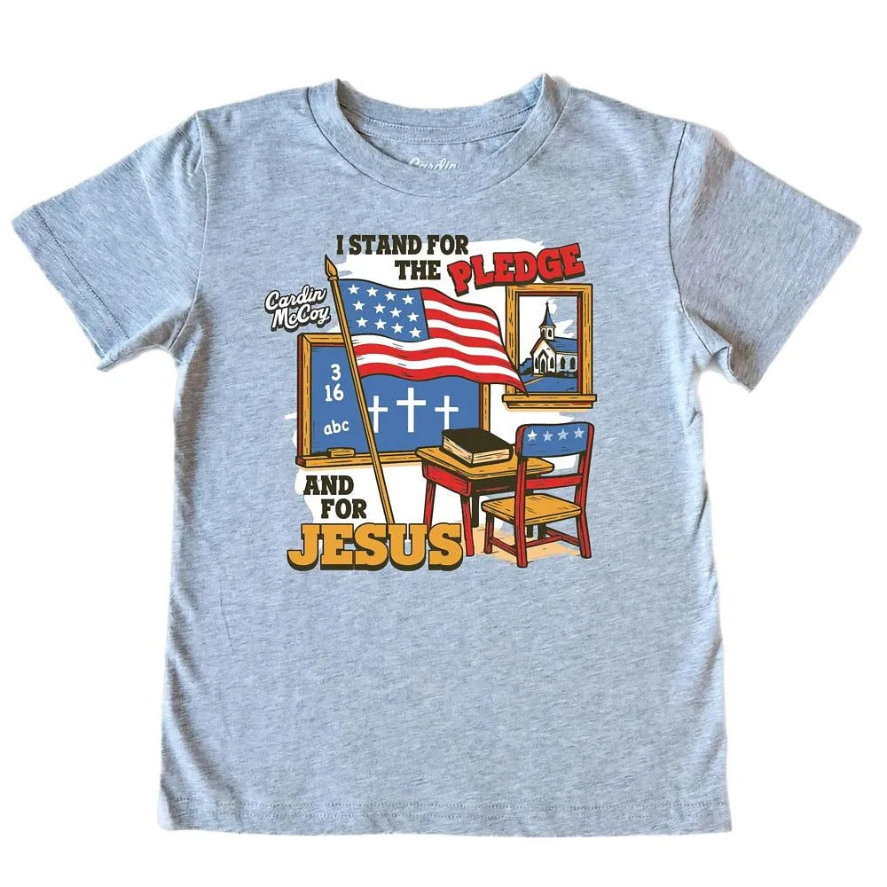 Cardin Mccoy Boy's Heather Grey Stand For Pledge Tee Shirt