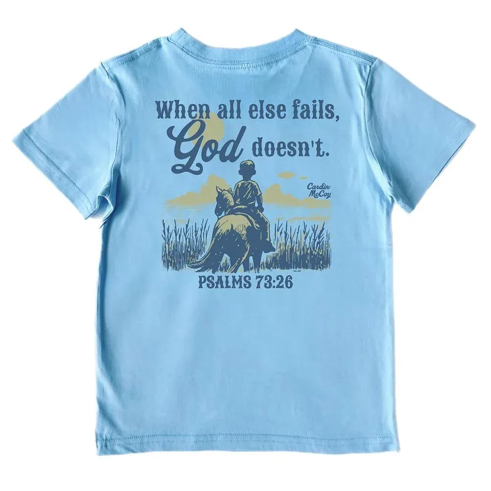 Cardin Mccoy Boy's Light Blue God Doesn't Short Sleeve Tee Shirt