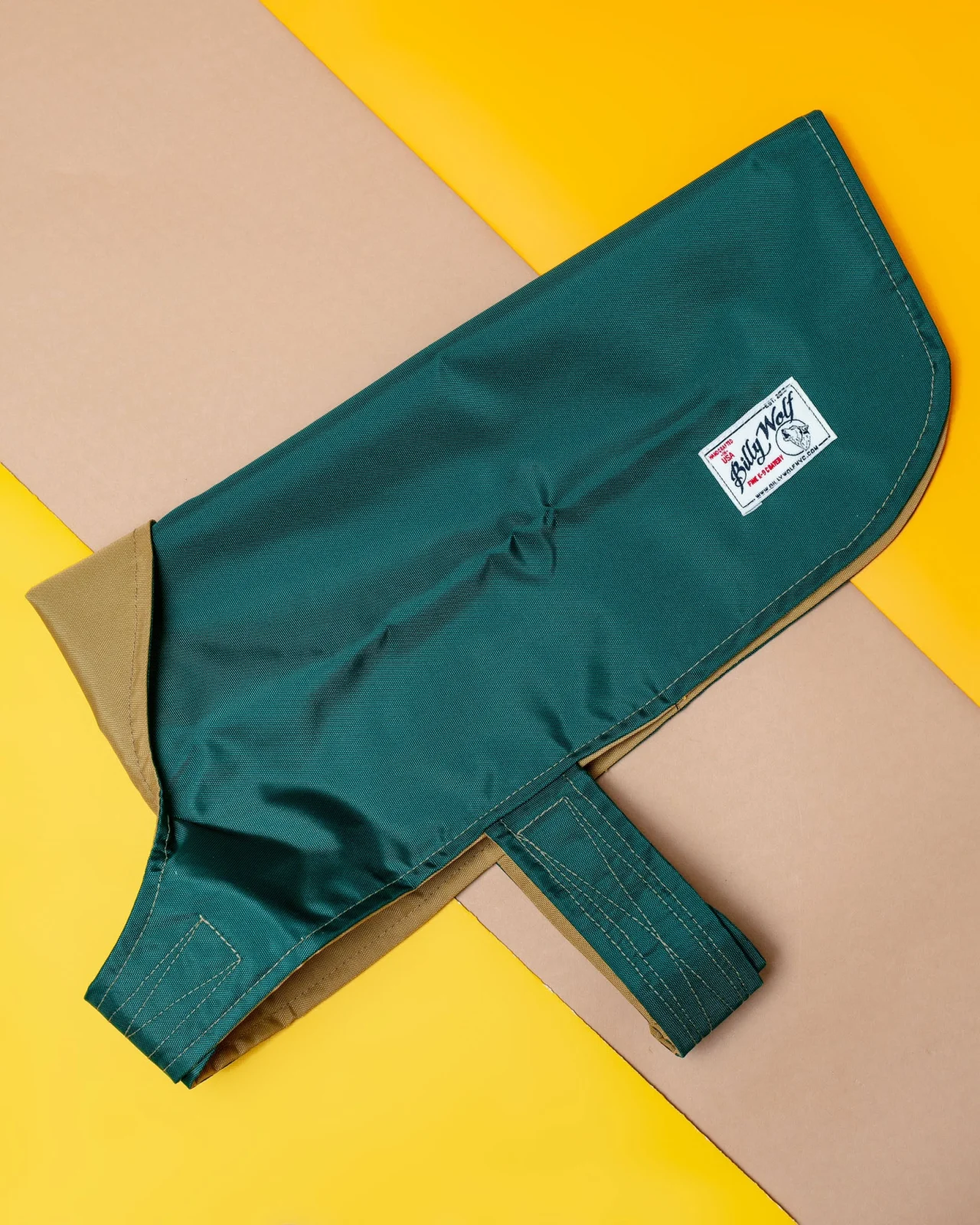 Carson Reversible Dog Raincoat in Green & Tan (Made in the USA) <> - Image 2