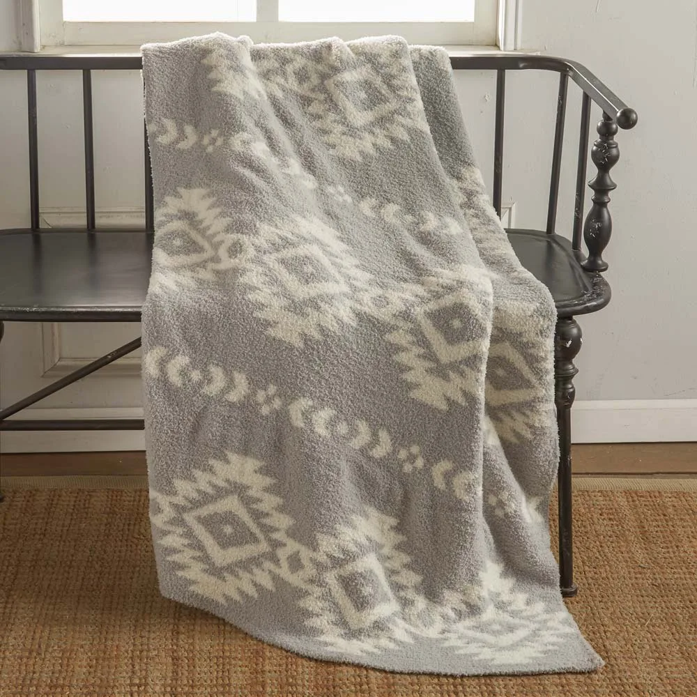 Carstens Hazy Gray Southwest Soft 50x60 Throw Blanket