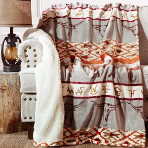 Carstens Longhorn Plush 54x68 Sherpa Throw