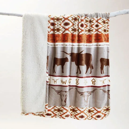 Carstens Longhorn Plush 54x68 Sherpa Throw - Image 2