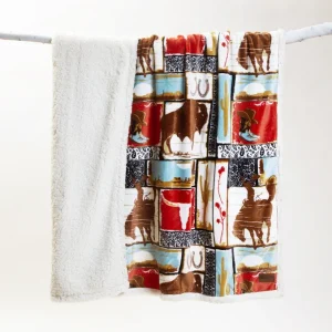 Carstens Vintage Western Plush Sherpa Throw Blanket
