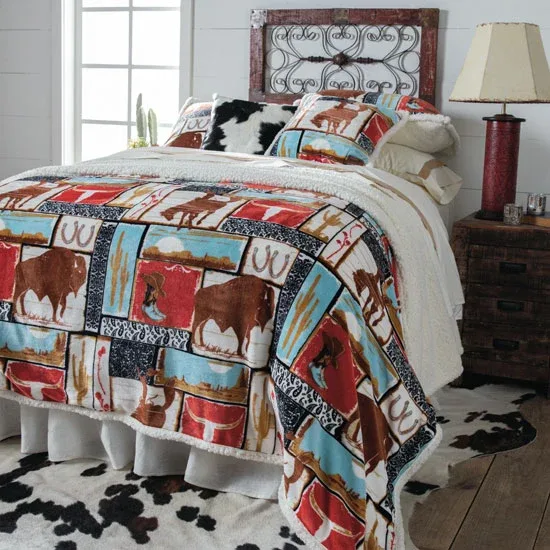 Carstens Vintage Western Sherpa Fleece Comforter Set by Wrangler