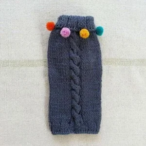 CASA LUNA | Cable Knit Pom-Pom Sweater in Charcoal Grey