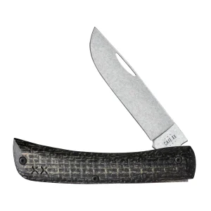 Case Knives Crossroads Black Burlap Laminate Sod Buster Jr with Dayglow G-10 Knife