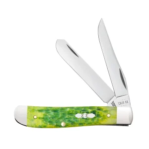 Case Knives Peach Seed Jig Green Apple Bone Mini Trapper Knife
