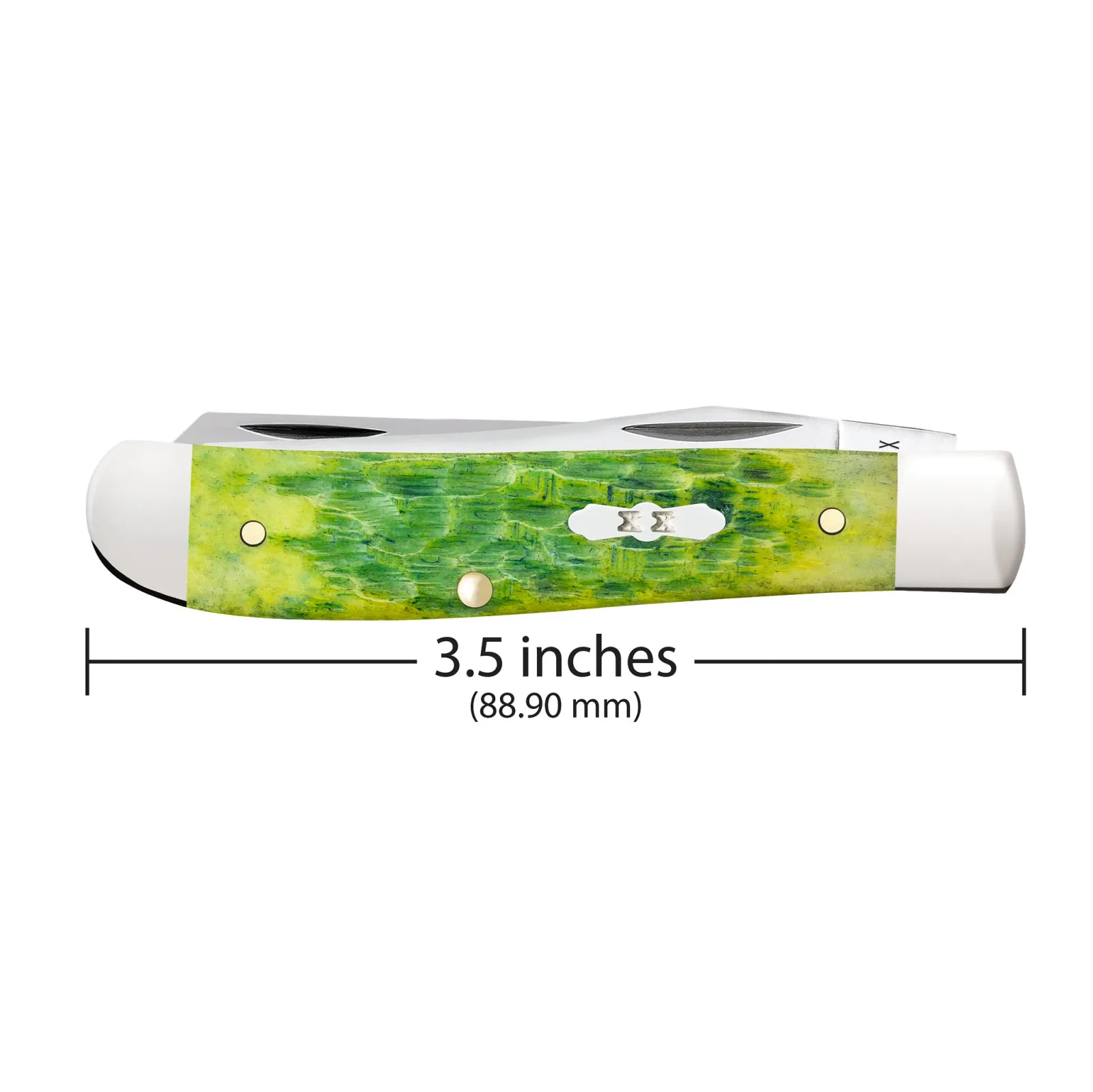 Case Knives Peach Seed Jig Green Apple Bone Mini Trapper Knife - Image 2