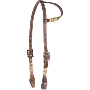 Cashel® Rawhide Slip Ear Headstall with Square Flower Buckles
