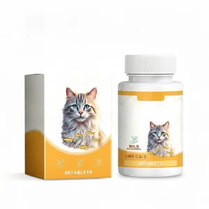 Cat 3 Fish Oil Tablets, Multivitamin Skin & Coat Supplement For Cats, Support Immune, Heart & Bone Health, 60