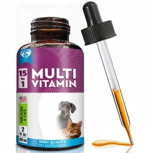 Cat And Dog Multivitamin Liquid With Glucosamine & Cranberry 15 In 1 Health Supplements For Urinary Tract