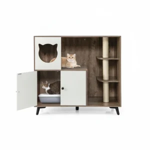 Cat Litter Box With Cat Scratching Post, Cat Apartment, Cat House, Locker