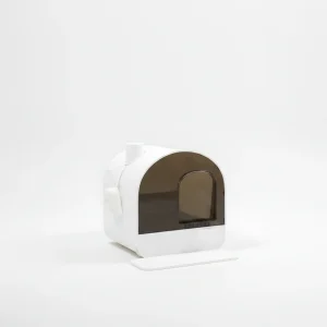 Cat Litter Box with Lid with Scoop and Filter, White