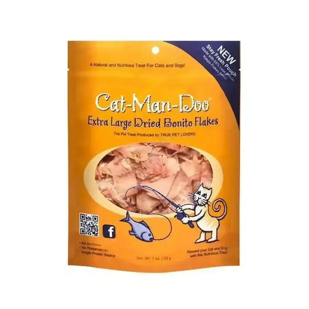 Cat-Man-Doo Dried Bonito Flakes Cat Treats X-Large 1 Oz for Feline Delight