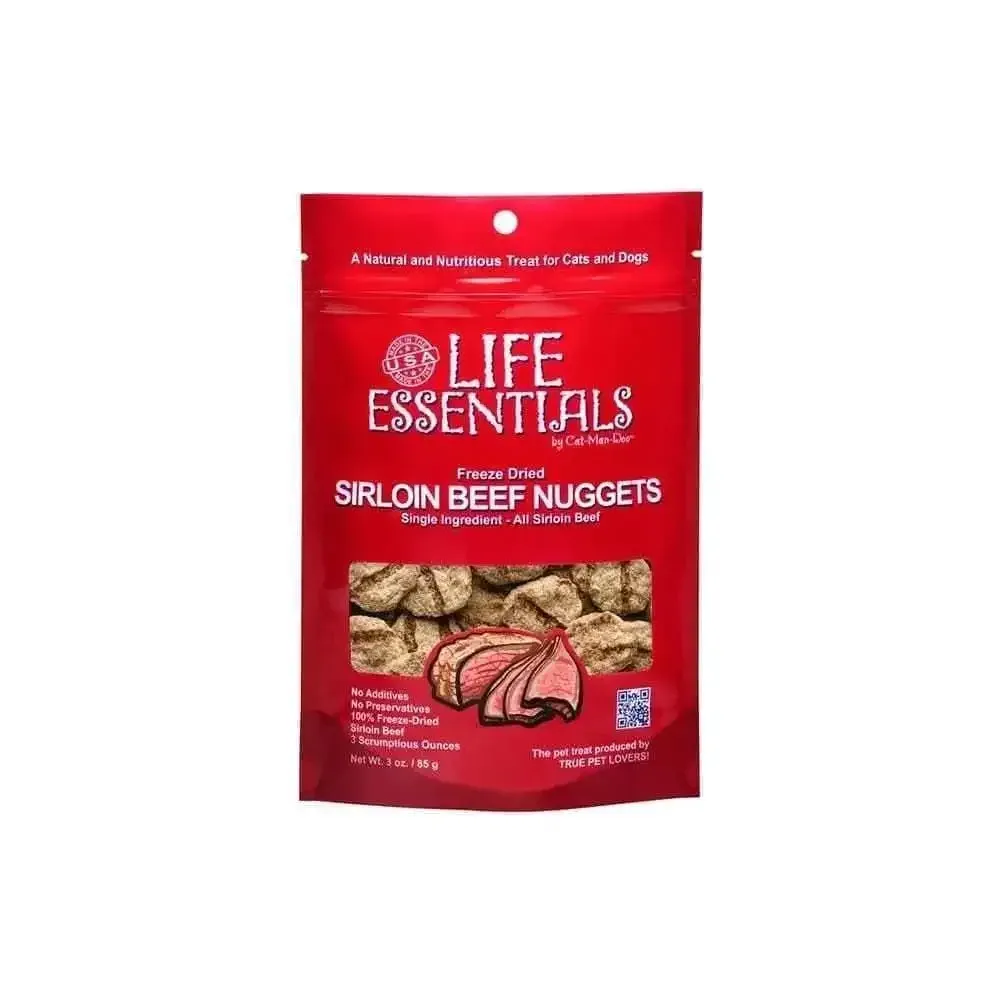 Cat-Man-Doo™ Life Essentials Freeze Dried Beef Nuggets for Pets - Sirloin Treats for Cats & Dogs