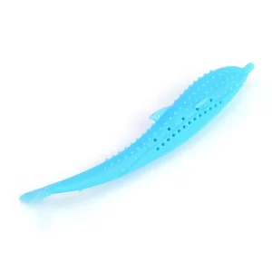Cat Teeth Brushing Toy Teeth Cleaning Cat Stick Fish-shaped Silicone Toy Chew Resistant Interactive Toys
