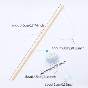 Cat toy wooden pole Cute animal shape plush cuddly cat stick with bell interactive fun pet supplies