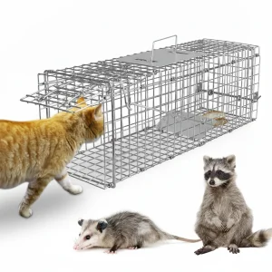 Cat Trap Cage Catch Release Live Animal Rodent Cage Foldable Galvanized Wire