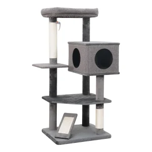 Catry 49in Large Cat Tree Cando, Multi 4-Level, Scratching Posts, Dark Grey
