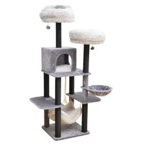 Catry 63-in Bradbury 7-Level Multi-Activity Cat Tree, Gray & Black