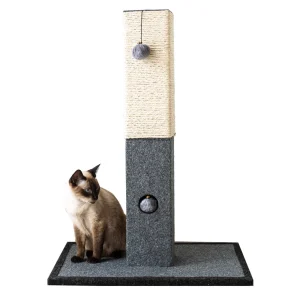 Catry Natural Sisal Rope Scratching Cat Post, Grey & Beige 32-in tall