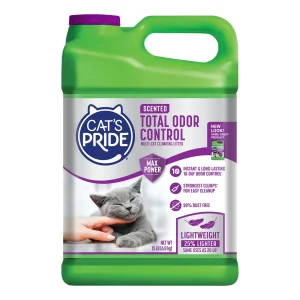 Cat's Pride Total Odor Control Multi-Cat Clay Cat Litter - Scented, Lightweight, Low Dust, Clumping
