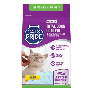 Cat's Pride Total Odor Control Silica Crystal Cat Litter - Fresh Scent, Non-Clumping, Lightweight
