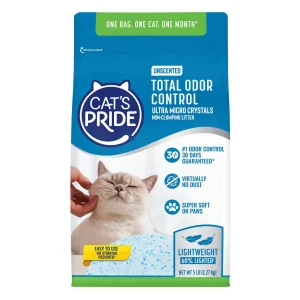 Cat's Pride Total Odor Control Silica Crystal Cat Litter - Unscented, Non-Clumping, Lightweight