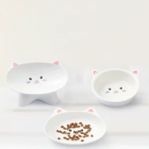 Ceramic Small Cat Face Shape Pet Food Bowl Cat Bowl Dog Bowl Universal And Easy To Clean