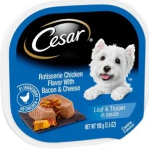 Cesar Canine Cuisine Savory Rotisserie Chicken Flavor w/Bacon&Cheese-3.5oz-24Pck