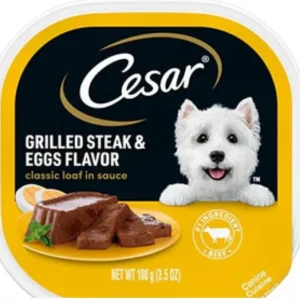 Cesar Canine Cuisine Sunrise Grilled Steak & Eggs Flavor Wet Dog Food-3.5oz-24Pc