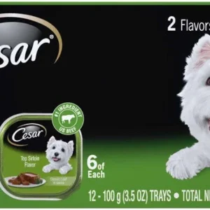 Cesar Classic Loaf in Sauce Adult Wet Dog Food Variety Pack (Grilled Chicken, Top Serloin) 42.3oz 12pk
