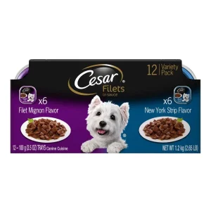 CESAR GOURMET FILETS Variety Filet Mignon & New York Strip Dog Food 3.5oz/12pk