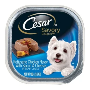 CESAR Savory Delights Rotisserie Chicken with Bacon & Cheese Dog Food 24ea/3.5oz