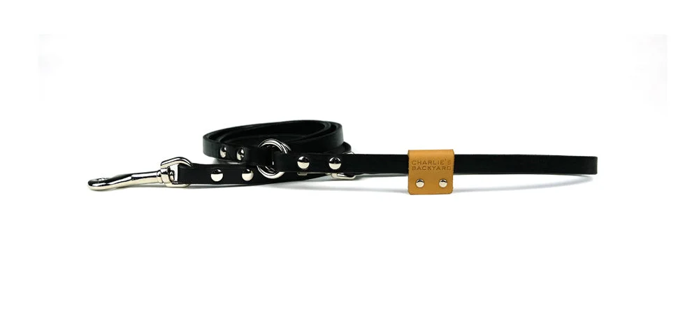 CHARLIE'S BACKYARD | Leather Leash in Black