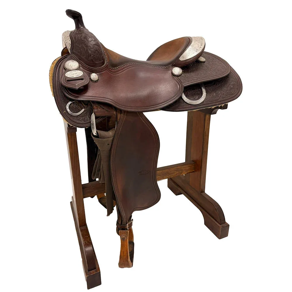 Cheany Used 16in 1/2 Breed Floral with Silver Reining Saddle