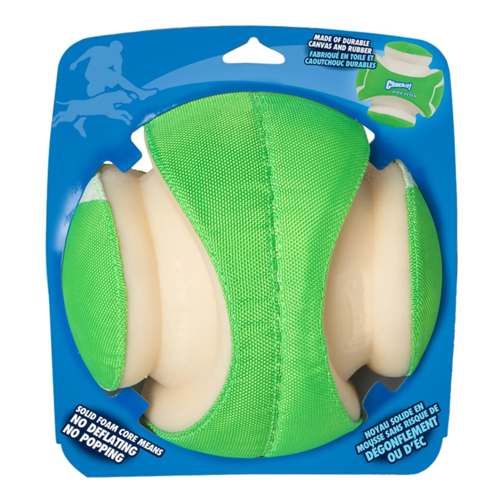 Chuckit! Kick Fetch Dog Toy Max Glow Green/White 1ea/LG - Image 2