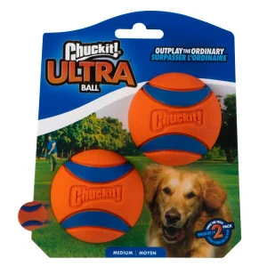 Chuckit! Ultra Ball Durable Bouncy Ball Dog Toy 2 Pack, Small