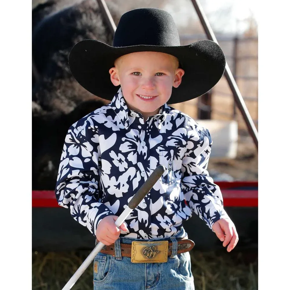 Cinch Baby Boys Navy Floral Print Shirt