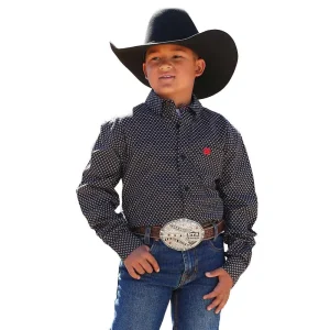 Cinch Boy's Black Print Shirt