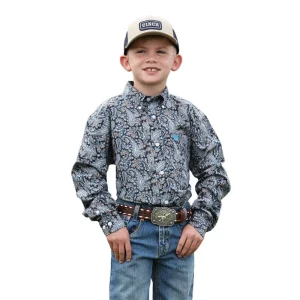 Cinch Boy's Blue Paisley Printed Shirt